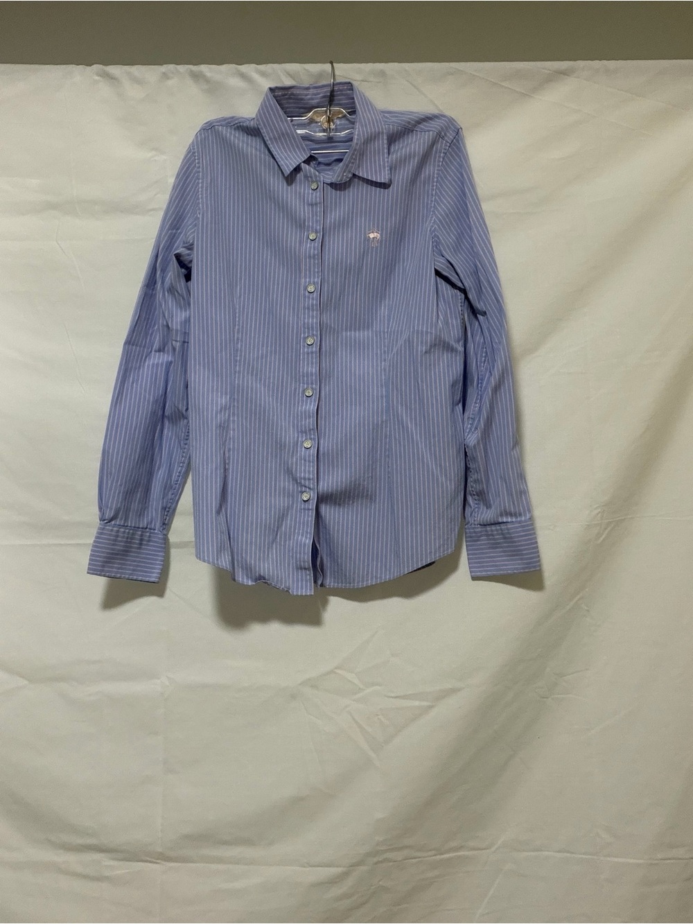 Brooks Brothers Blue and White Narrow-Stripe Cotton Button-Down